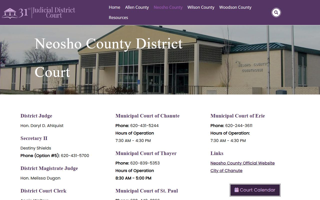 Neosho County court records after jail arrest contacts